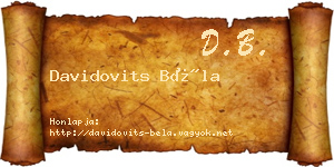 Davidovits Béla névjegykártya